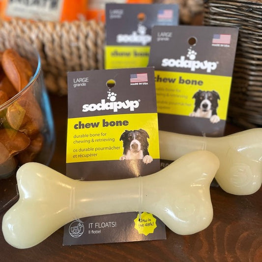 SodaPup Glow In The Dark Rubber Floating Bone Toy